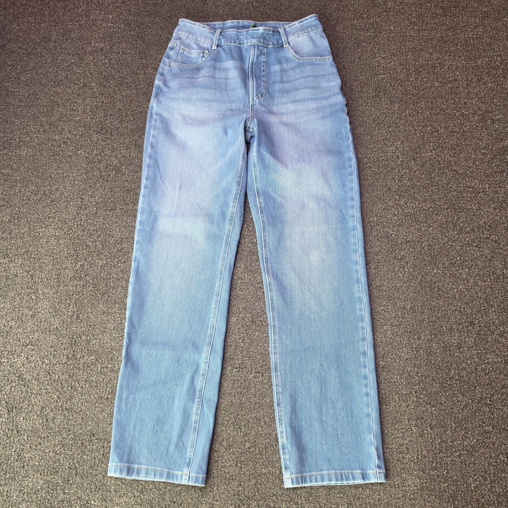 Halara Straight Leg Jeans Light Wash Blue Womens Medium High Rise Stretch Denim